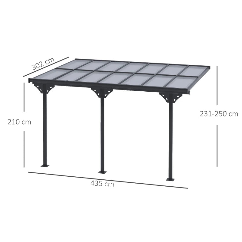 Pergola Adossée Aluminium 4,5 x 3 m Toit en Polycarbonate